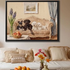 Schnauzer Oil Painting Dog Artwork Canvas Print Living Room Decor Vintage Art