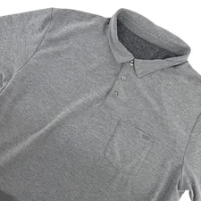 Vuori Ace Men's L Gray Textured Knit Polo Shirt Short Sleeve Pocket Button Front