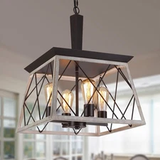 Q&S Farmhouse Vintage Chandelier, Rustic Pendant Light,Industrial Hanging Lig...