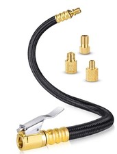 12'' Tire Inflator Extension Tube, Tire Pump Chuck Hose Adapter w/Presta Valve