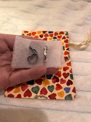 Brighton Silver Tone Heart Scroll Dangle Drop Earrings Butterfly Back No Stone