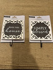 New lot of 2 decorative Wall Hook w/phrase "Bless This House"/ “SIMPLY blessed