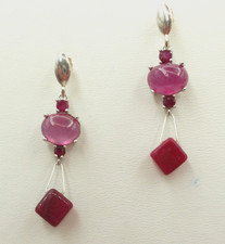 Rubin, Granat - Ohrringe,  Ohrstecker, Ohrhänger     Sterlingsilber 925