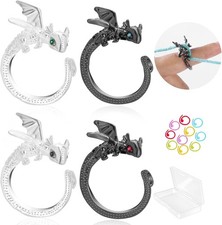 Wurosi 4PCS Crochet Rings, Dragon Tension Rings for Crocheting, Adjustable Croch