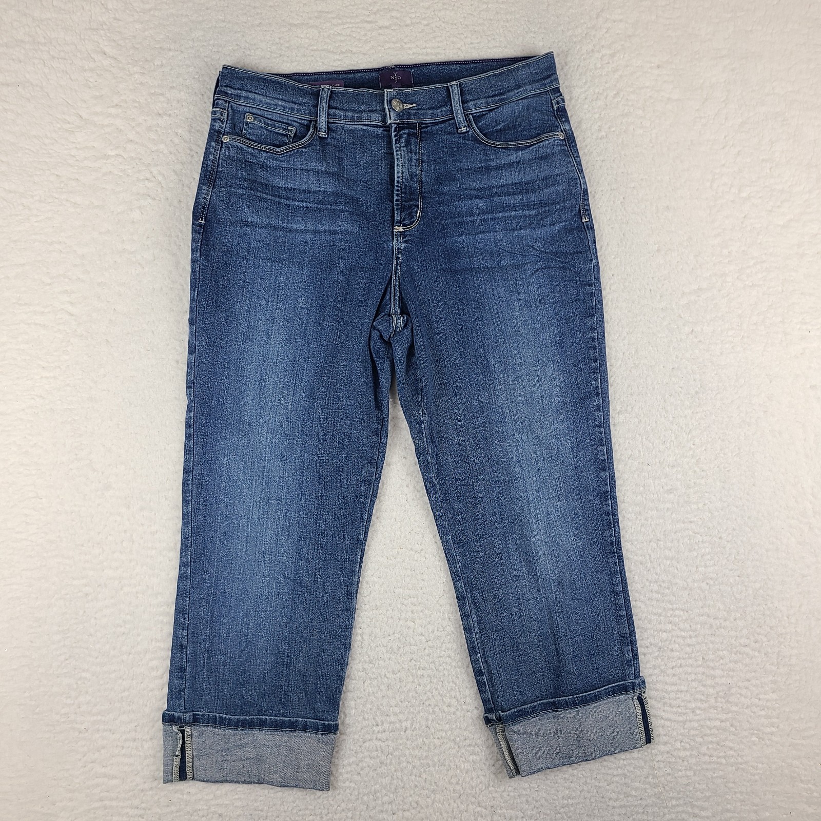 Womens 12 Blue Dayla Wide Cuff Capri Medium Wash