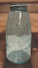 Vintage Half Gallon Light Blue "The Mason" Jar With Zinc Lid Aqua