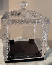 Cloche Dome Lid Square Heavy Glass  Plastic Black Base 8" Tall x 4.5"