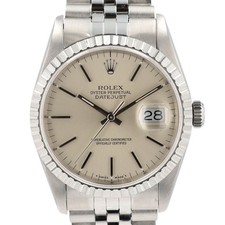 Rolex Datejust Stainless Steel 16220 Silver Index Dial Jubilee Watch Box & Paper