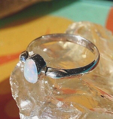 Vintage Design Welo Opal Weiß 925er Silber Ring 52 55 58 59 Feueropal Multicolor - Bild 8 von 10