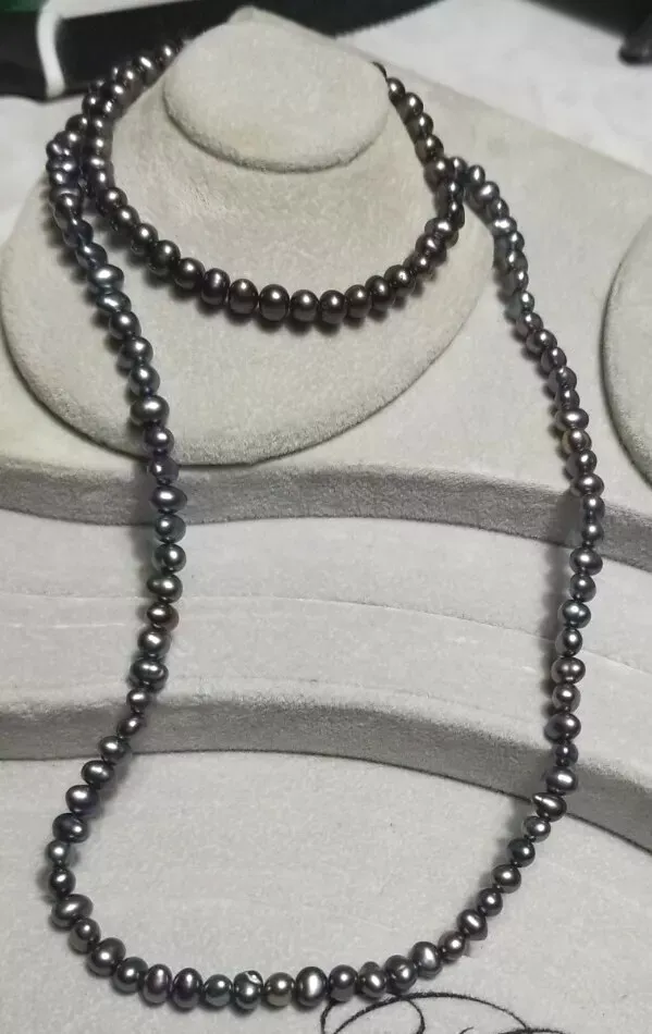 Ross Simon 585 14k Yellow Gold rainbow black peacock pearl necklace bracelet Set