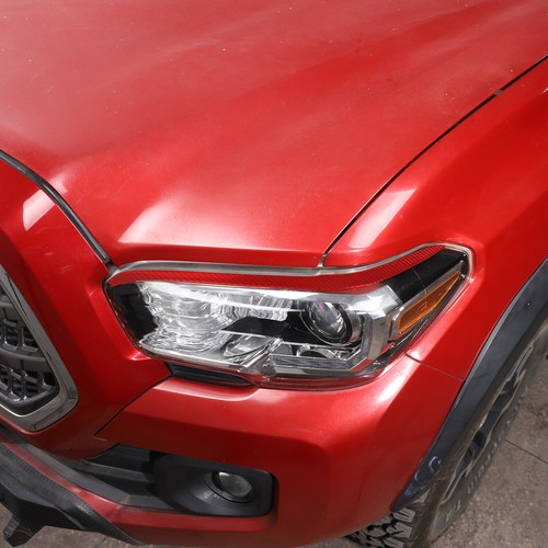 For Toyota Tacoma 2015-20 Red Carbon Fiber Car Headlight Eyebrow Strip Trim Kit - Picture 5 of 10