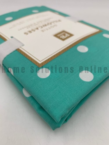 Pottery Barn Teen Dottie Polka Dot Percale Pillowcases S/2 Blue Standard #9995J - Picture 4 of 4