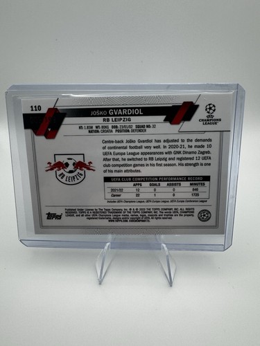 Josko Gvardiol 2022-23 Topps Cromo UEFA 110 Aqua Refractor Rookie RC 9/199 - Imagen 2 de 2