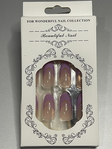 24PCS Fake Nails Reusable Stick on Nails Press on Full Cover False Nail Tips AU - Picture 5 of 5