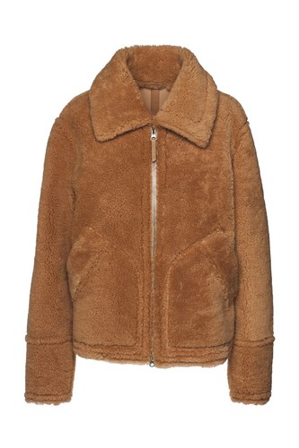 GANT Men’s Shearling Jacket 100% Leather Khaki Large – Luxury Winter Coat - Picture 4 of 5