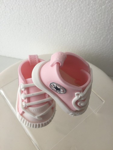 ZAPATOS COMESTIBLES PARA BEBÉ ROSA BOTINES PARA BEBÉ DECORACIÓN DE CUMPLEAÑOS - Imagen 6 de 7