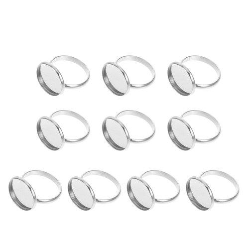 10 Pcs Adjustable Ring Blanks Bezel DIY Base Jewelry Holder Tray Round