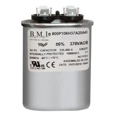 York Single Run Capacitor, 10Mfd,370V,Flat S1-02420046700 - Made in U.S.A.