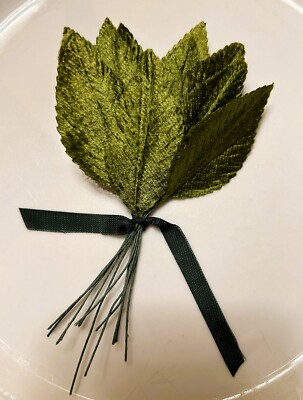 Vintage Velvet Moss Green Leaves Hatmaking Crafts One Dozen
