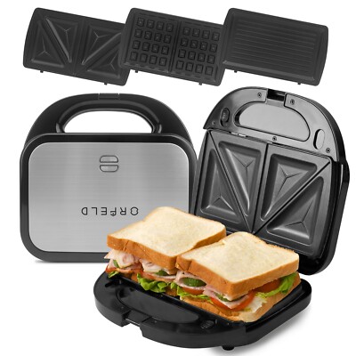 ORFELD Sandwich Maker, Panini Press Grill, 750 Watt 3 in 1 Waffle Maker Detachab
