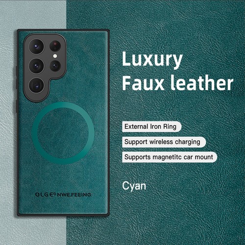 Funda magnética Mag Safe de cuero de lujo para Samsung S25 Ultra/S24 FE/S23/S22/S21 - Imagen 14 de 15