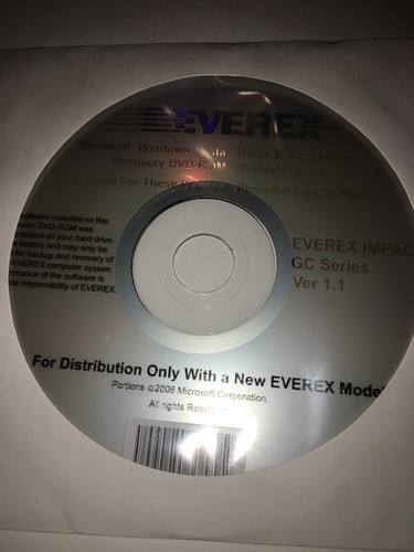 Everex Microsoft Windows Vista Home Basic Edition Recovery DVD-ROM/Manual/Driver - Picture 4 of 12
