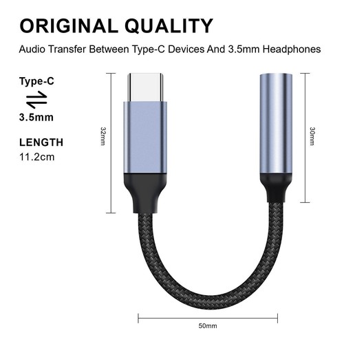 Adattatore USB-C Tipo C Porta a 3.5MM Aux Audio Jack Auricolari Cuffie Cavo Telefono - Foto 3 di 36