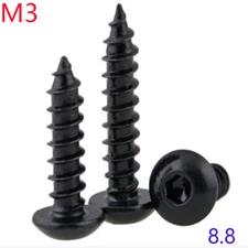 M3 High Tensile 8.8 Black Oxide Button Head Socket Cap Self Tapping Screws Hex