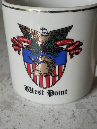 Vintage West Point Military Academy Gold Gilded Coat of Arms/Crest/Seal Mug - Picture 7 of 7