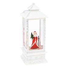 Lanterna Luminosa Natalizia h27,5 cm Babbo Natale con Glitter LED Bianco Caldo
