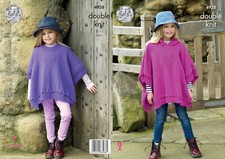 Childrens Double Knitting Pattern King Cole Girls Heart Motif Poncho Cape 4928
