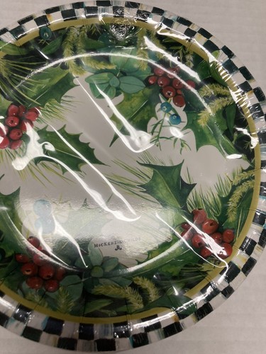 New MacKenzie Childs Holly & Berry Salad Dessert 20 Paper Plates 2 sets - Picture 3 of 6