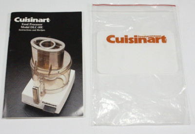 Cuisinart DLC-10E Instruction Manual with Recipes Inserts and Bag Vintage 1981