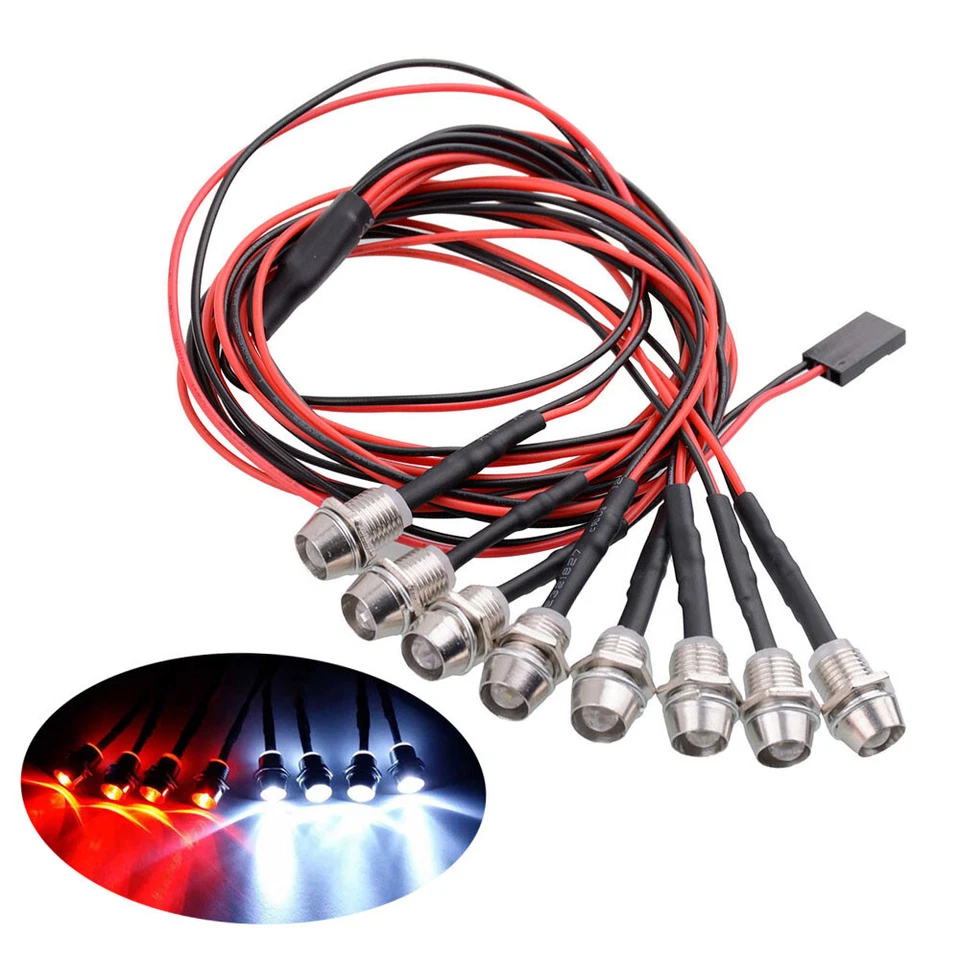 8pcs RC LED Light Headlights Taillight for 1/10 Scale RC Car Truck Tank Crawler - Image 3 of 4