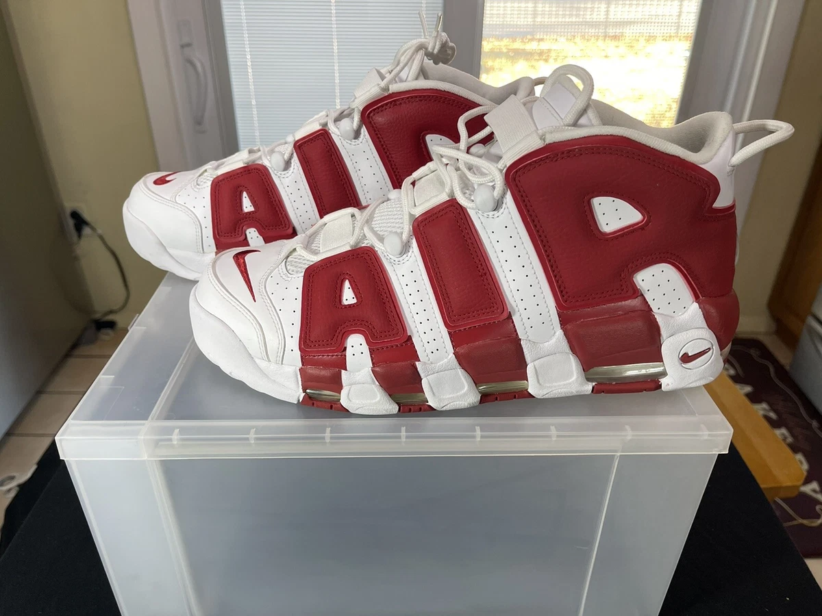 Nike uptempo red clearance white