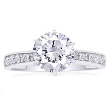 Delightful Center Mounted Round White Sapphire Women's Engagement Fashion Ring
