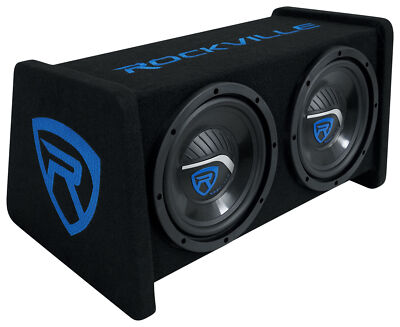 Rockville RV208P Dual 8'' 800w Car Audio Subwoofers in Vented Sub Enclosure Box