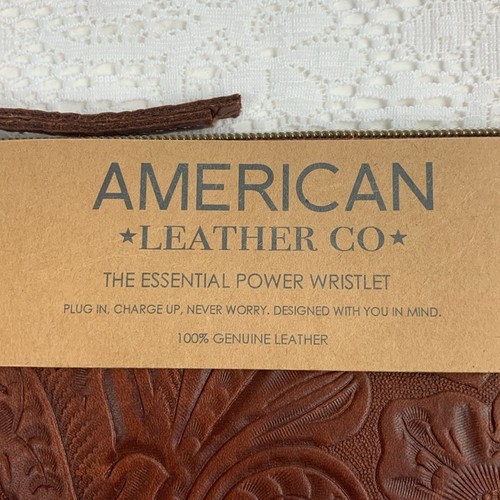 American Leather Co Leather floral embossed essential power wristlet pouch NWT - Picture 3 of 14