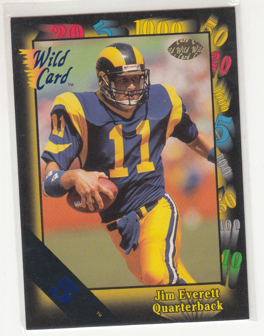 JIM EVERETT 1991 Wild Card NFL #15 Parallel 5 Stripe Los Angeles Rams Mint