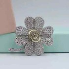Brooch Pin 14K Two-Tone Gold Finish 1.70Ct Round Cut Real Moissanite Swarovski