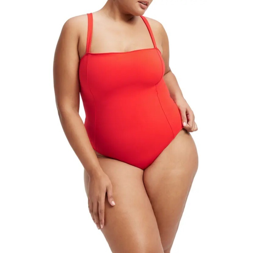Good American Sculpt Lace Up Back One Piece Swimsuit Womens 8