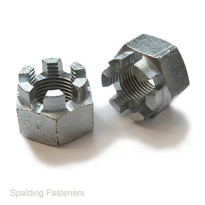 SPALDING FASTENERS BSF Zinc Plated And Self Colour Hexagon Castle Wall / Slotted Nuts 1/4 to 7/8"
