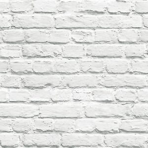 Muriva Painted White Brick Wallpaper New Feature Wall Ebay