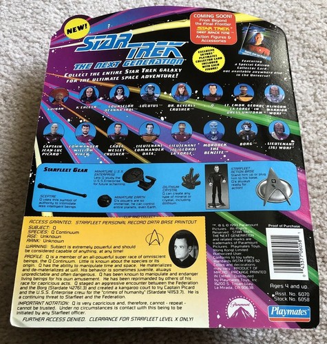 STAR TREK THE NEXT GENERATION ‘Q” Action Figure Playmates 1993 NOC ‘28” - Picture 8 of 12