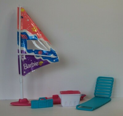 Vintage Mattel Arco Barbie So Much to Do Surf Set Playset Beach Windsurf Chair