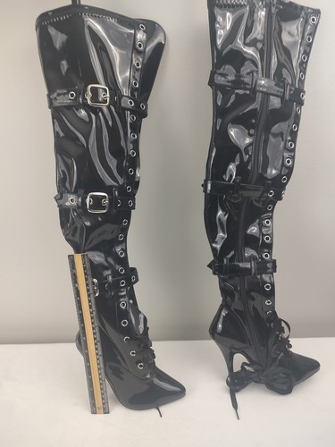 Pleaser Seduce Black Latex Thigh High Over the Knee Boot -3028 Womens Size 6 - Picture 4 of 6