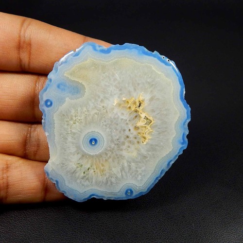 Sky Blue Slice Agate Druzy Cabochon Natural Geode Gemstone Loose 198 Cts #7153 - Picture 3 of 7