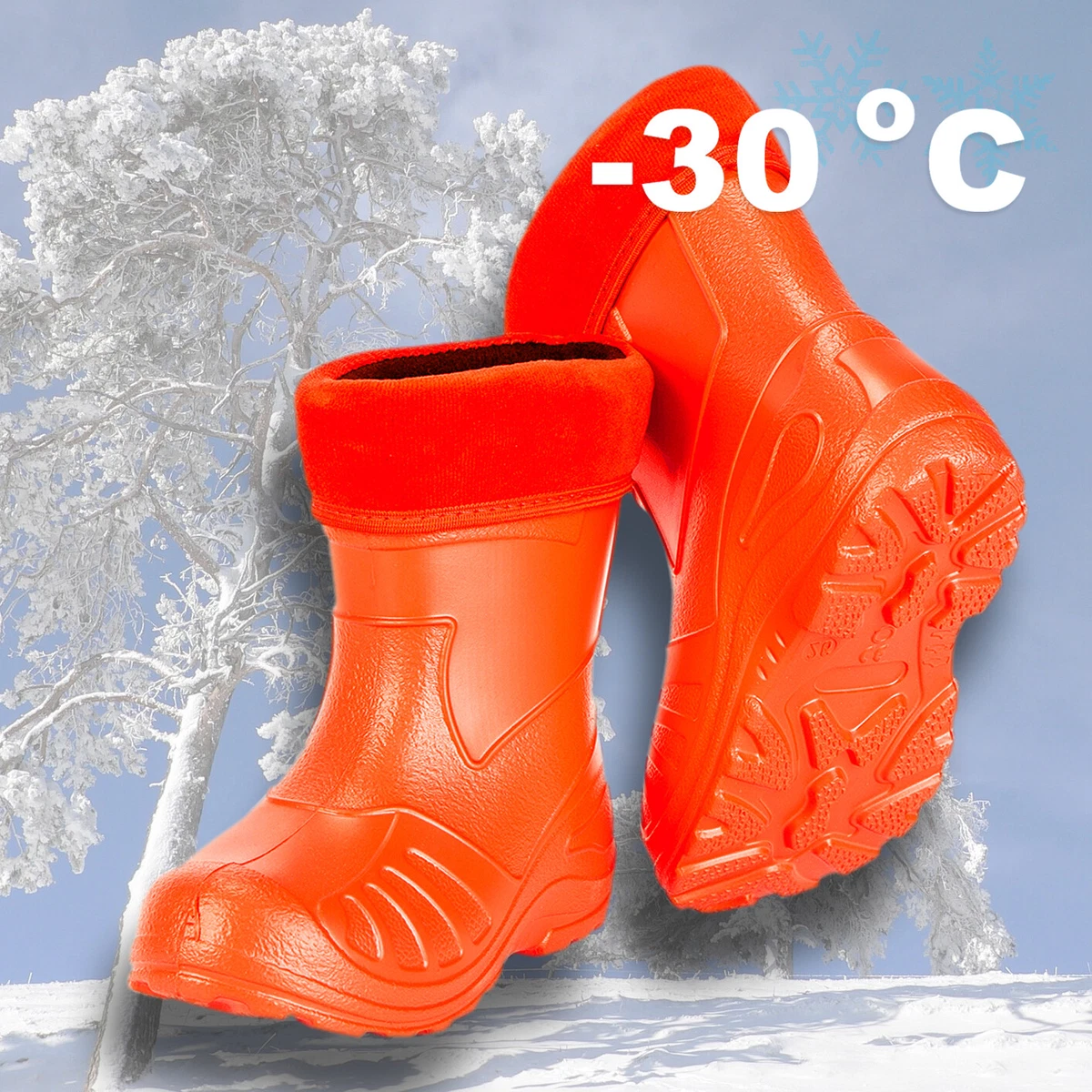 Children WINTER BOOTS Girl Boy Ultralight Insulated Rubber Wellies