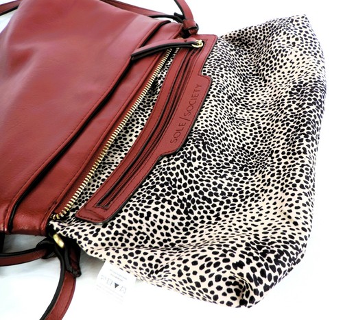 SOLE SOCIETY Burgundy Crossbody Shoulder Bag Handbag Purse Zip Vegan Leather - Picture 19 of 23