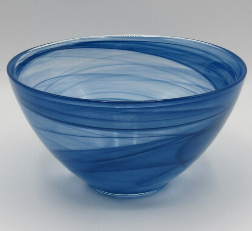 2x BLUE SWIRL DESIGN ARTISTIC ACCENTS TURKISH GLASS CEREAL/SALAD/SOUP BOWLS NEW - Picture 5 of 14
